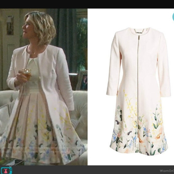 🍒NWT🍒 TED BAKER PALE PINK TEXTURED DRESS COAT - Picture 9 of 10